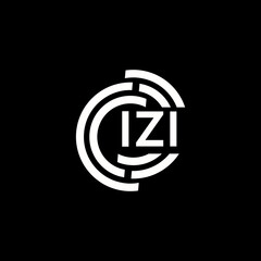 IZI letter logo design. IZI monogram initials letter logo concept. IZI letter design in black background.