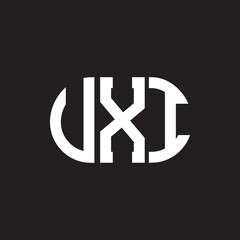 UXI letter logo design on black background. UXI creative initials letter logo concept. UXI letter design.