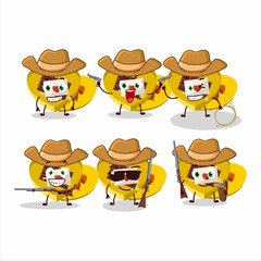 Cool cowboy yellow love open gift box cartoon character with a cute hat