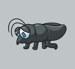 cute black flea sad. isolated cartoon animal nature illustration. Flat Style suitable for Sticker Icon Design Premium Logo vector. Mascot Character