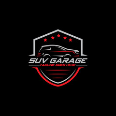 Fototapeta premium SUV modification car logo shield designs, Perfect logo for automotive or car modification club