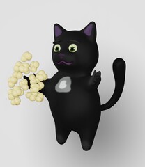 Pop corn and Cat