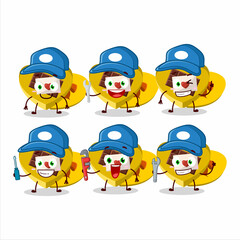 mechanic yellow love open gift box cute mascot character with pliers