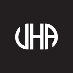 VHA letter logo design. VHA monogram initials letter logo concept. VHA letter design in black background.