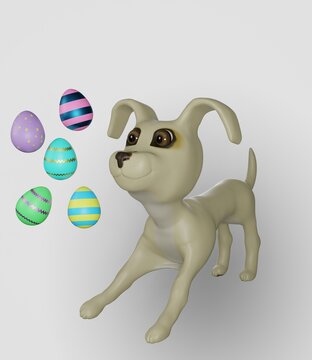 Easter Eggs and Dog