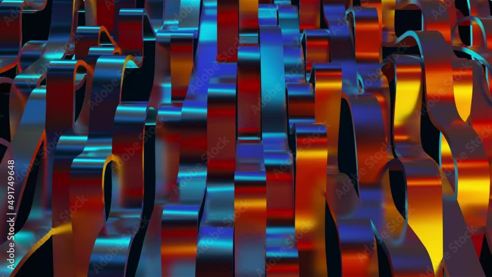 Poster iridescent wave lines. computer generated 3d render