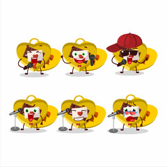 Fototapeta premium A Cute Cartoon design concept of yellow love open gift box singing a famous song