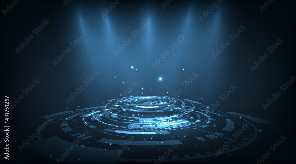 Poster futuristic light digital technology background.technology background empty space for text.