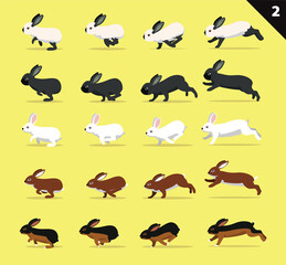Animal Animation Sequence Various Rabbit Cartoon Vector Moving Set 2