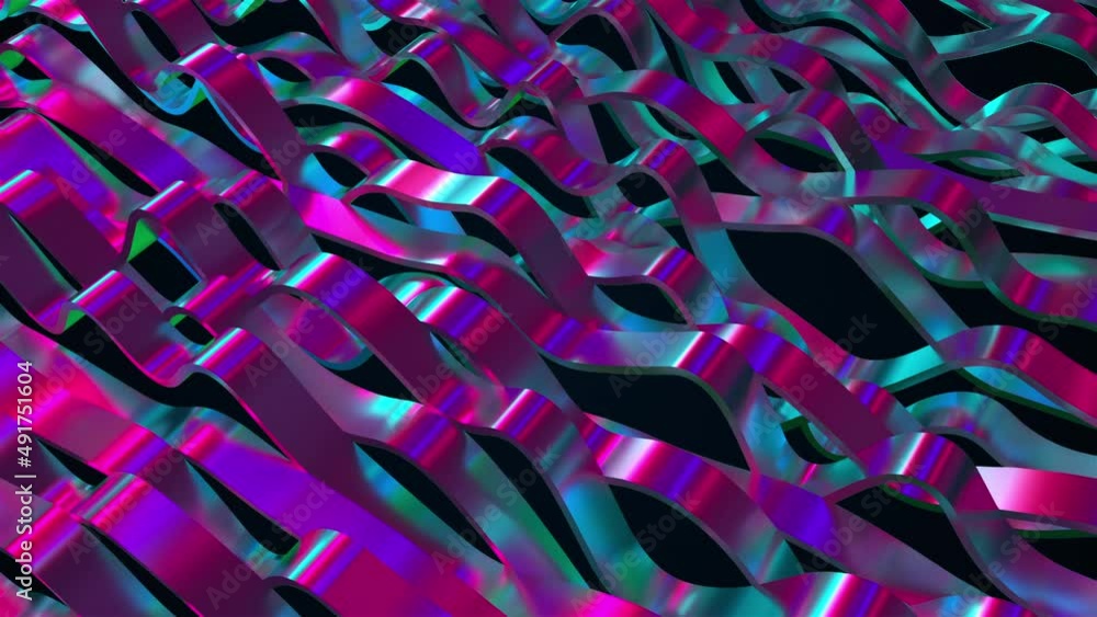 Poster iridescent wave lines. computer generated 3d render