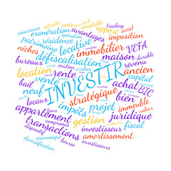 Fototapeta premium Illustration Investissement en nuage de mots avec un fond transparent
