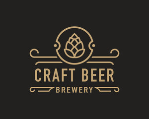 Vintage Emblem Brewery Beer House Label with Craft Beer Logo Beer House, Bar, Pub, Brewing Company, Brewery, Tavern Symbol Inspiration