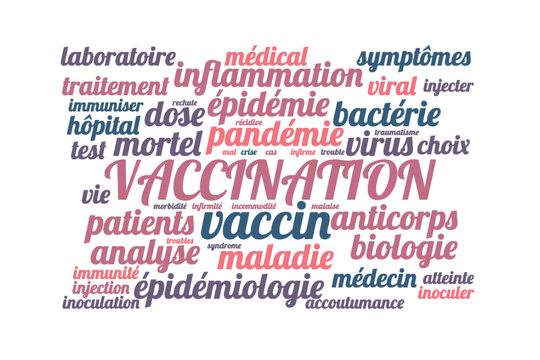Illustration Vaccination Digital en nuage de mots avec un fond transparent