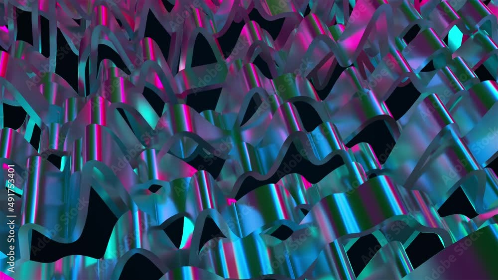 Poster iridescent wave lines. computer generated 3d render