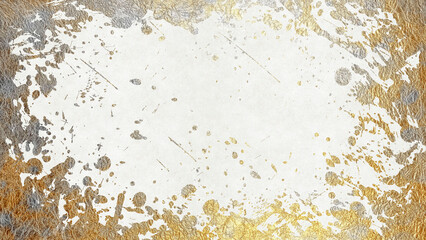 Background image of gold and silver splash pattern on white Japanese paper