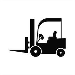 Black forklift truck icon. vector illustration on white background