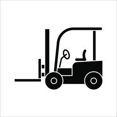 Black forklift truck icon. vector illustration on white background