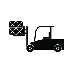 Black forklift truck icon. vector illustration on white background