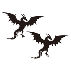 dragon set icon logo vector illustration symbol	