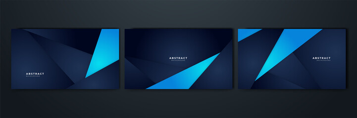Modern dark blue abstract background paper shine and layer element vector for presentation design. Suit for business, corporate, institution, party, festive, seminar, and talks.