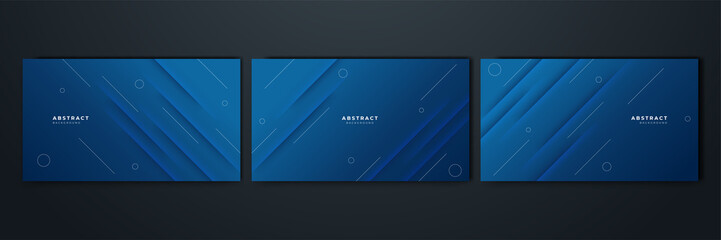 Fototapeta premium Modern dark blue abstract background paper shine and layer element vector for presentation design. Suit for business, corporate, institution, party, festive, seminar, and talks.