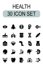 Human Organ  Icon Set 30 isolated on white background