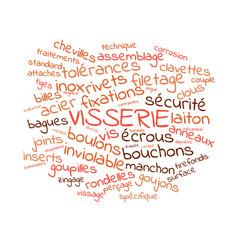 Illustration Visserie en nuage de mots avec un fond transparent