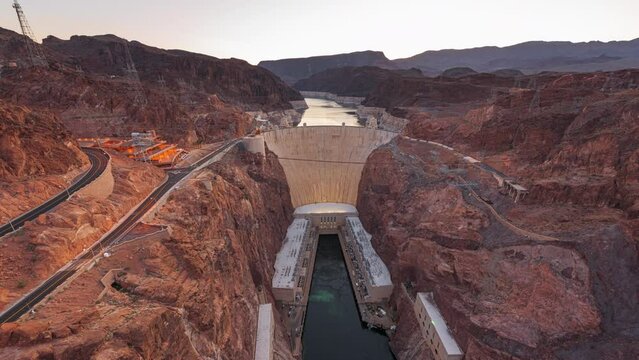 Hoover Dam on the Colorado River straddling Nevada and Arizona