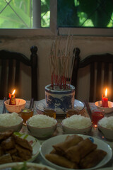 Chinese culture ancestor food offering, Chinese new year festival
