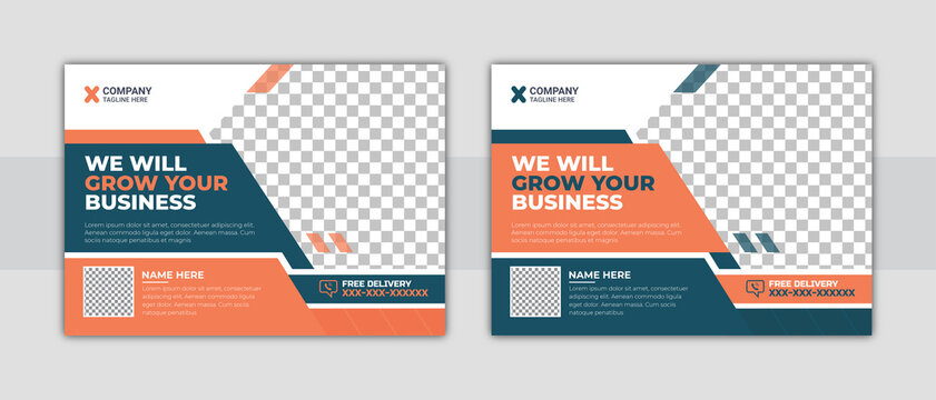 Corporate horizontal business conference flyer template. Conference flyer and invitation banner template design. Annual corporate business workshop, meeting & training promotion poster.