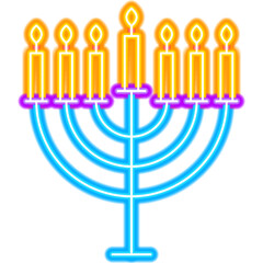 Menorah Hanukkah Neon