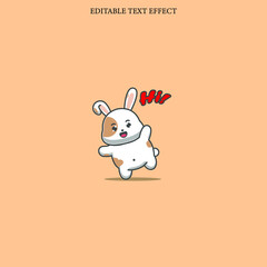 Obraz na płótnie Canvas rabbit say hi with Red Text Style Effect