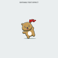 bear say hi with Red Text Style Effect