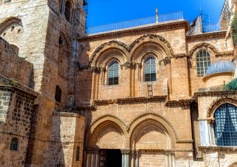 Fototapeta na wymiar The Church of the Holy Sepulchre, fragments of exterior, Jerusalem, Israel.