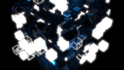 VJ キューブ リズム サイバー空間 ダンス 青 [別Verあり]