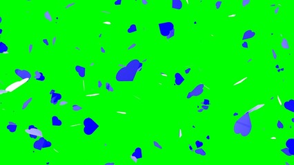 ハート 紙吹雪 舞い散る 青 グリーンバック [別Verあり]