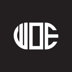 WOE letter logo design. WOE monogram initials letter logo concept. WOE letter design in black background.