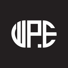 WPE letter logo design. WPE monogram initials letter logo concept. WPE letter design in black background.