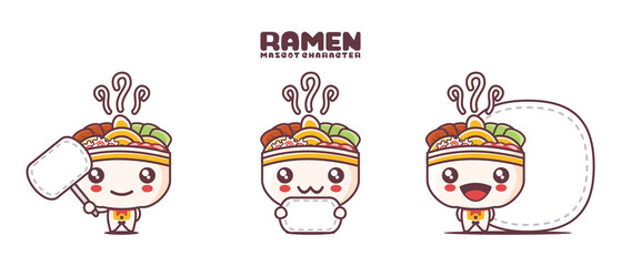 vector ramen cartoon illustration, Japanese traditional noodles