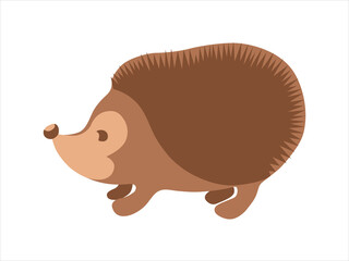 Cute hedgehog in a modern flat style. Cartoon Children's Vector Illustration Isolated on a white background.