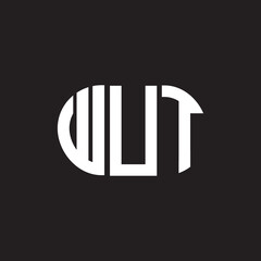 WUT letter logo design. WUT monogram initials letter logo concept. WUT letter design in black background.