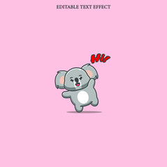 koala say hi with Red Text Style Effect