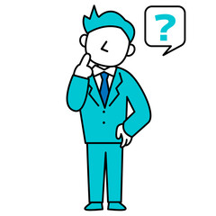 男性　会社員　ビジネス　疑問　悩み　イラスト