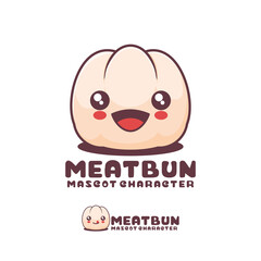 cute Meatbun cartoon vector, with a happy expression, suitable for, logos, prints, stickers, etc