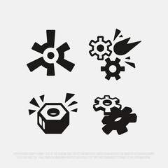 A modern professional set of icons with the image of gear