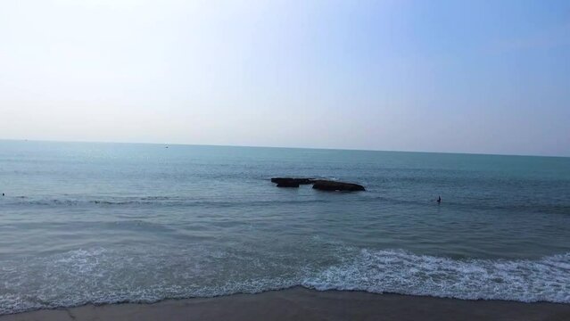A beautiful sea view shot with drone at agonda beach in Goa, India.