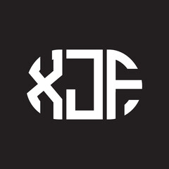 Obraz premium XJF letter logo design. XJF monogram initials letter logo concept. XJF letter design in black background.