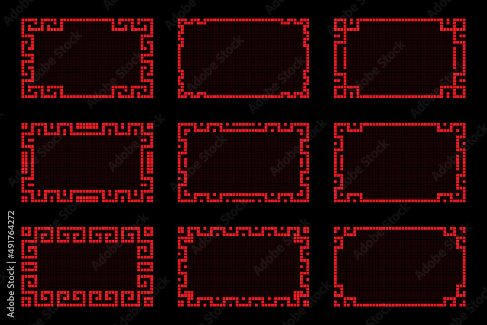 Poster chinese red rectangle frame geometric shape vector design.