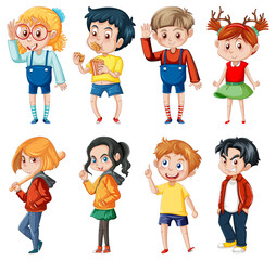 Cute girl standing on white ground