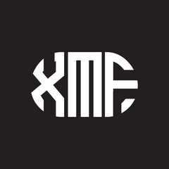 Obraz premium XMF letter logo design. XMF monogram initials letter logo concept. XMF letter design in black background.